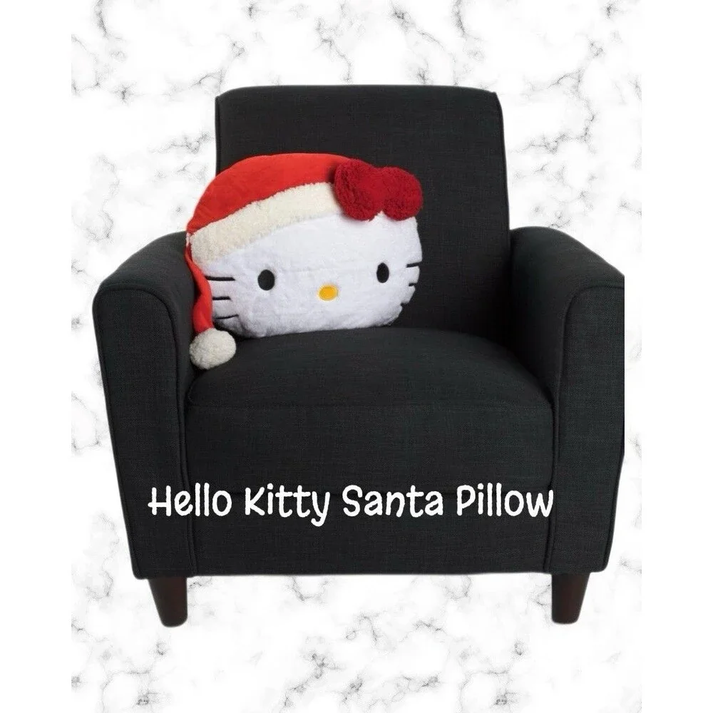 HELLO KITTY Sanrio Christmas Santa Hat Plush Pillow 16” x 18” Holiday Decor NWT